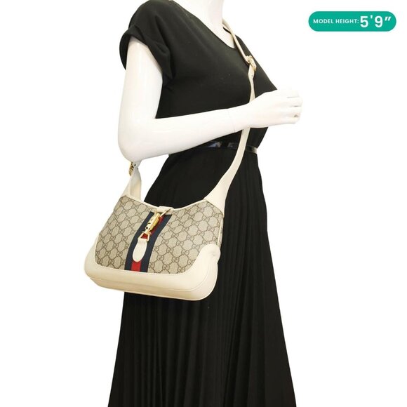 Gucci  Jackie 1961 Medium GG Supreme Canvas Hobo Bag White 636706 - Picture 2 of 9